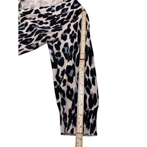 AB Studio Womens Leopard Print Cardigan Sweater Medium 100% Cotton Button Front - Picture 9 of 11